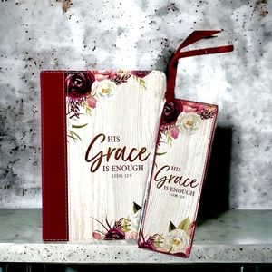 Faux Leather Floral Journal & Matching Bookmark